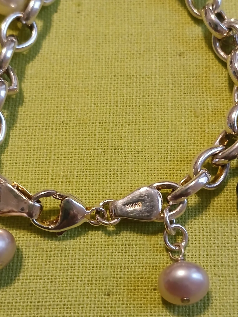 Honora Sterling Silver Chain Bracelet Watch with White and Black Pearls